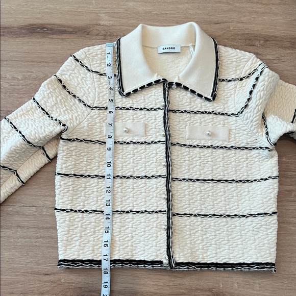 Sandro Paris Infinity jacket, cream knit with pearl buttons Size 2/US Small - Picture 11 of 15